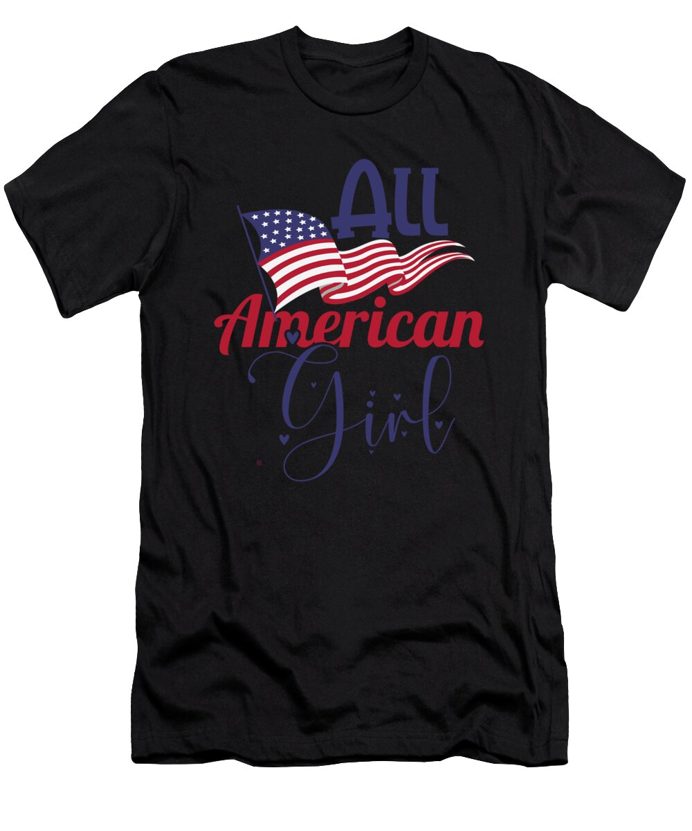 1 USA Stars Stripes All American Girl Organicfoodempire T-Shirt