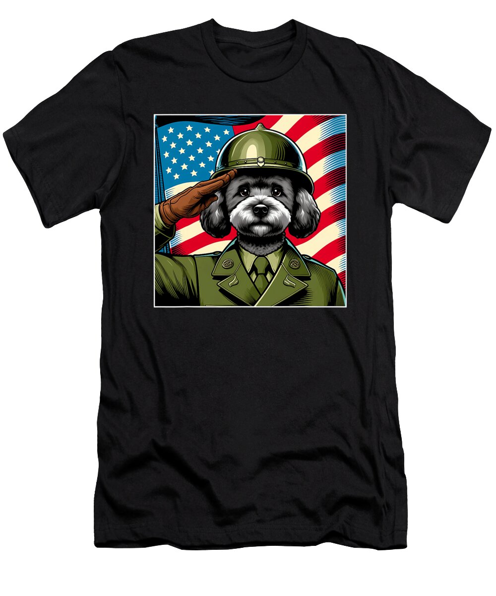 4th of July US Flag Salute Schnoodle Dog Women Yah Lishr T-Shirt