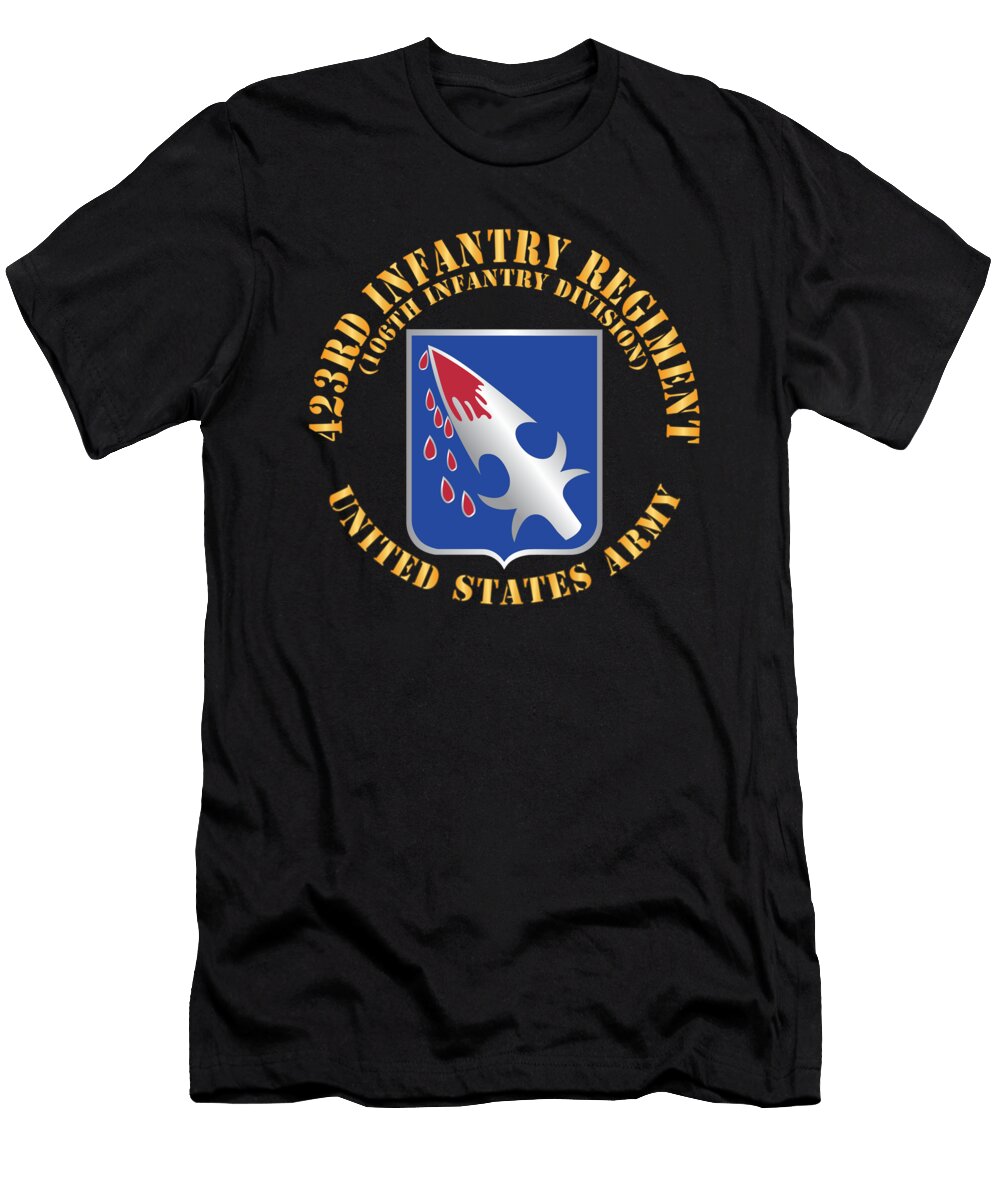 Army 423rd Infantry Regiment US Army W Dui X 300 Tom Adkins T-Shirt