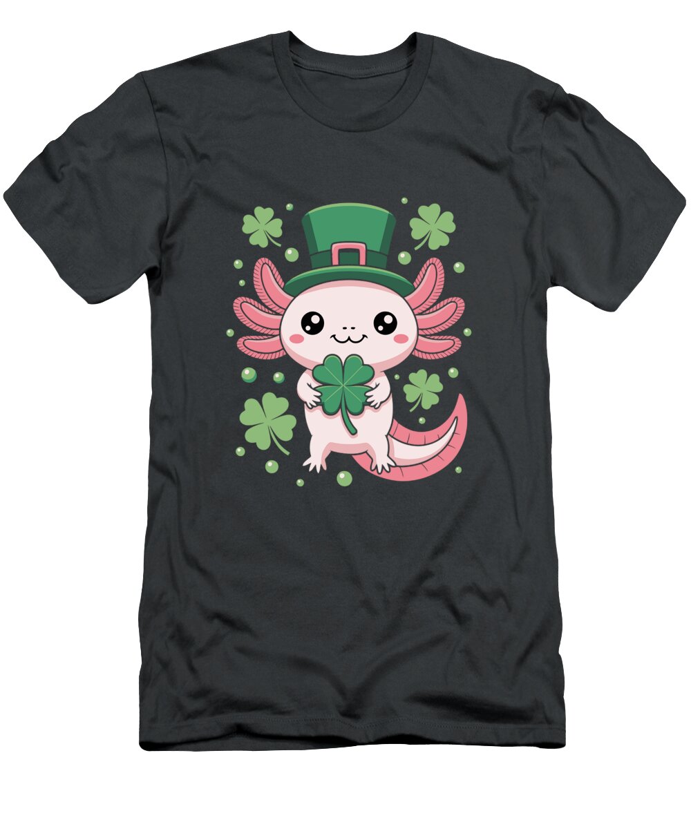 Cute Axolotl with Shamrock Hat Joanna Redesiuk T-Shirt