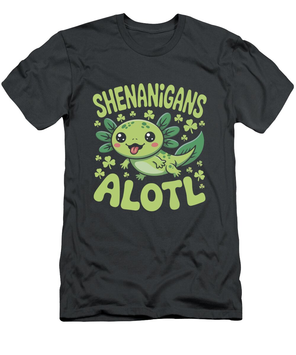 Cute Axolotl with Shamrocks Joanna Redesiuk T-Shirt