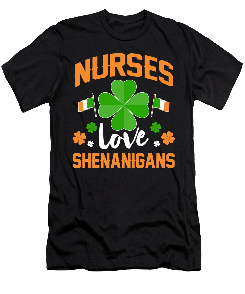 Nurses Love Shenanigans Funny St Patricks Day Orange Pieces T-Shirt