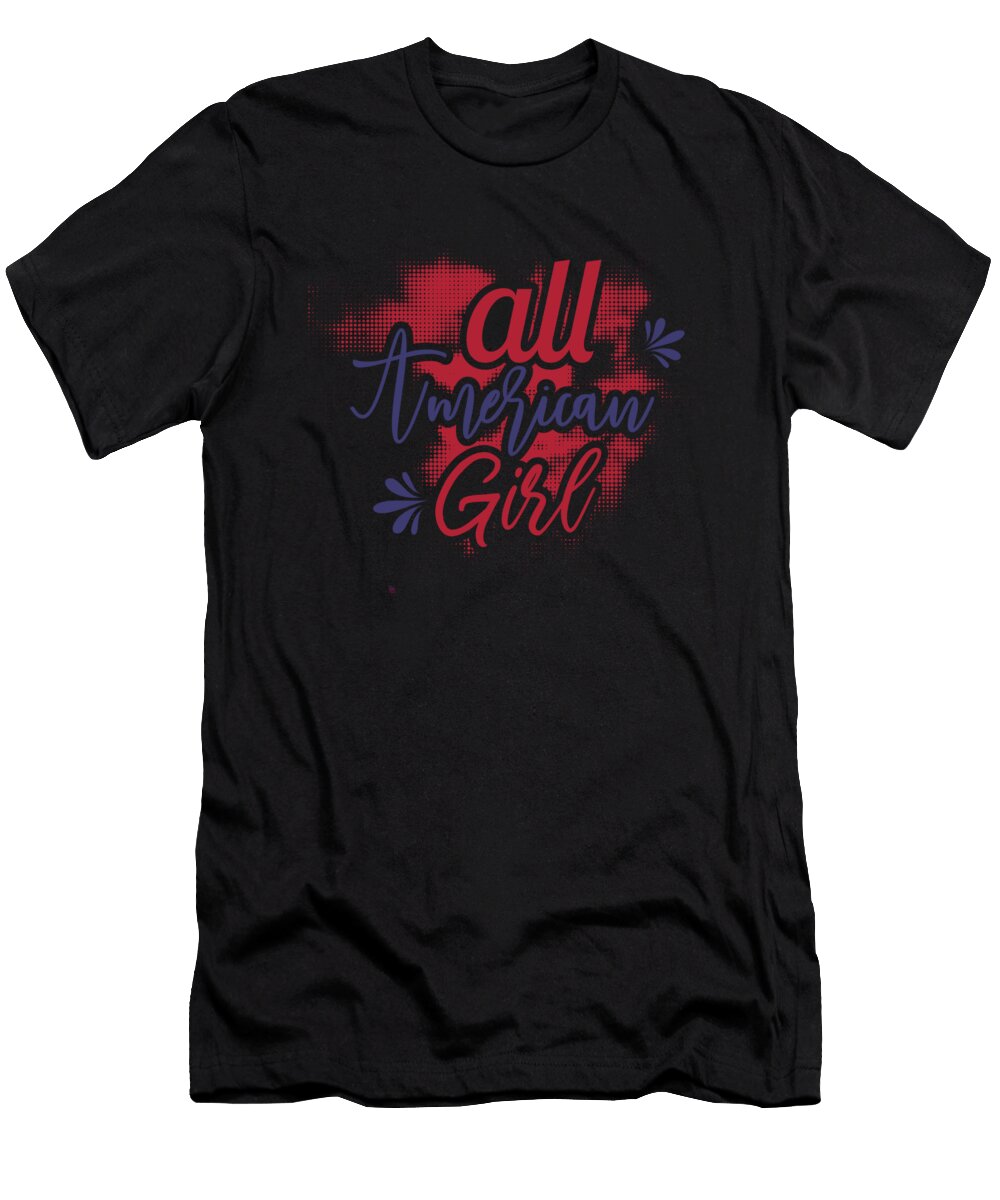 USA Stars Stripes All American Girl Red Organicfoodempire T-Shirt
